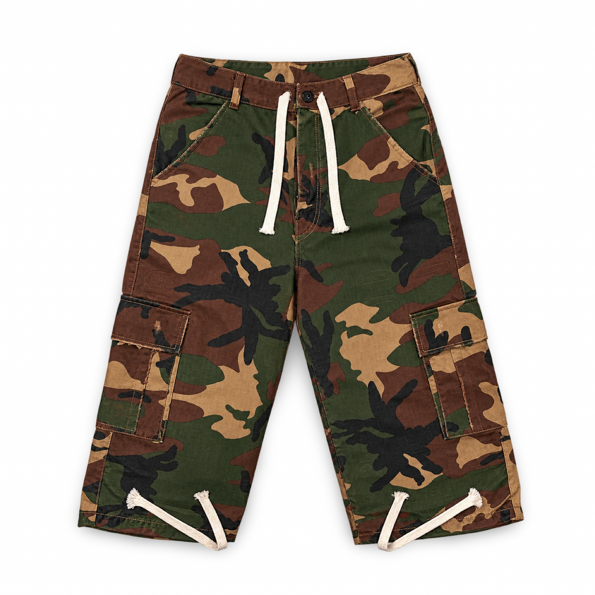 Baggy Camo Cargo Jorts - Woodland