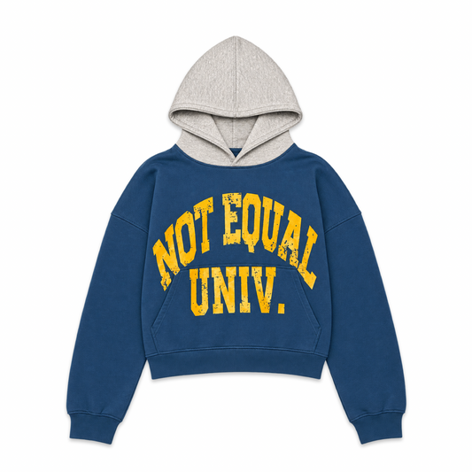 NE UNIV Cropped Relaxed Hoodie - Blue
