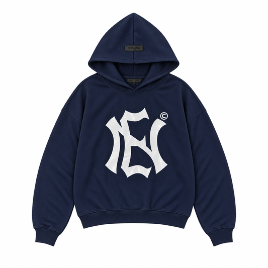 NY to NE Cropped Relaxed Hoodie - Blue