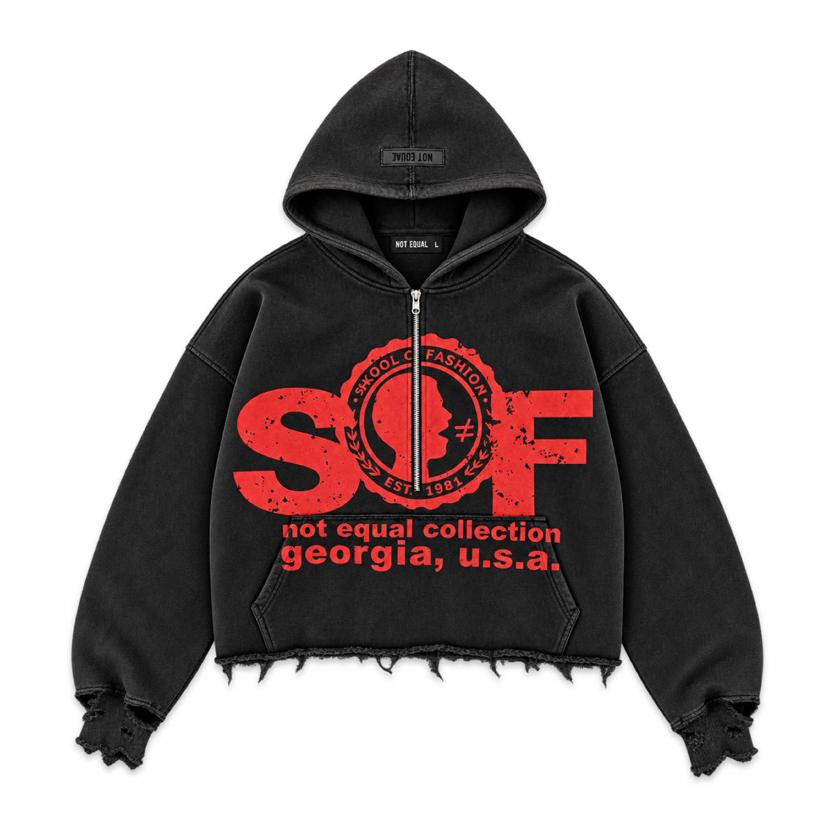 Skool Seal Cropped Hoodie - Washed Black