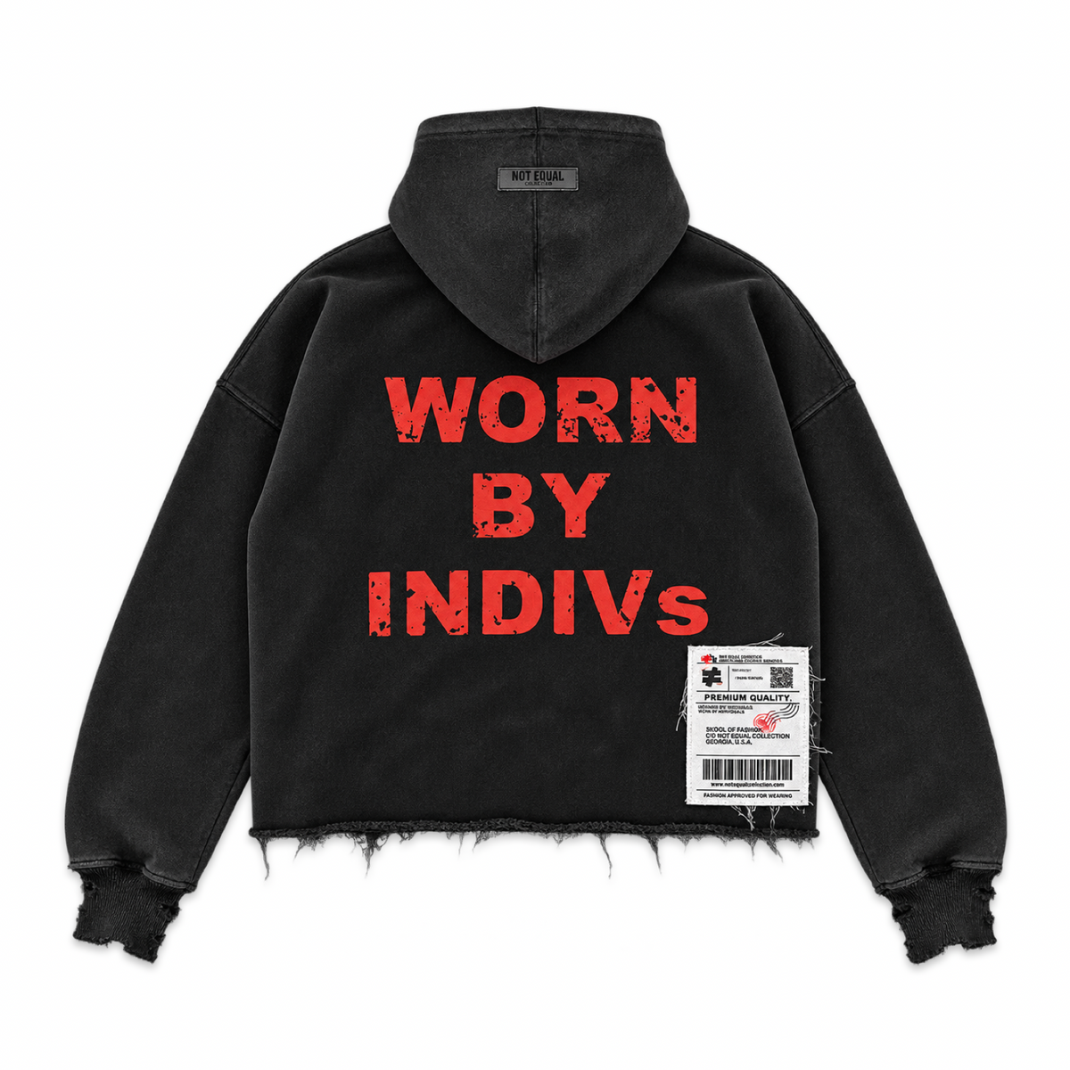 Skool Seal Cropped Hoodie - Washed Black