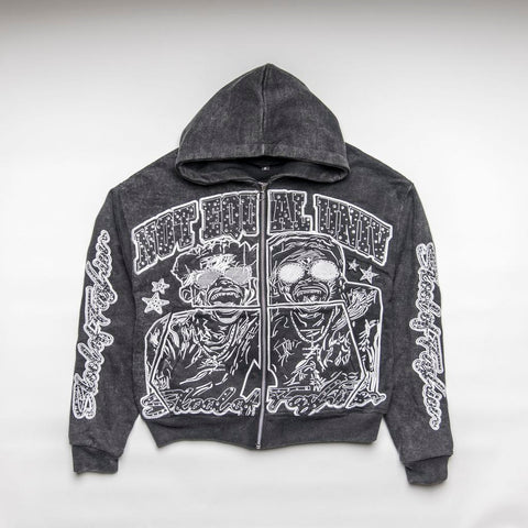 Skool of Fashion Best Friends Zip-up - Washed Black