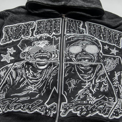 Skool of Fashion Best Friends Zip-up - Washed Black