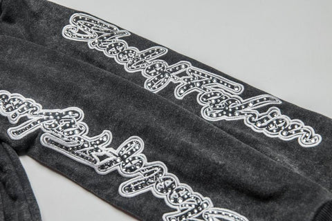 Skool of Fashion Best Friends Zip-up - Washed Black